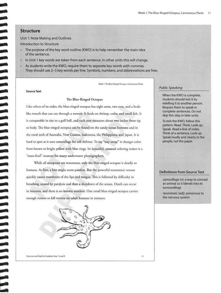 Structure And Style For Students: Year 1 Level B Teacher's Manual Only