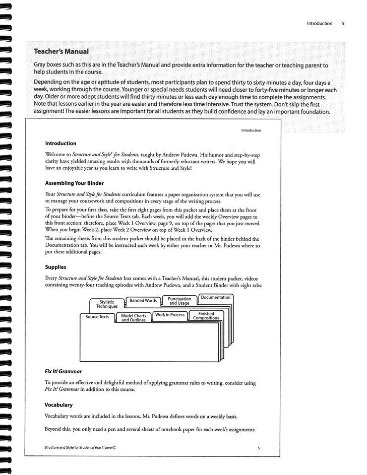 Structure and Style for Students: Year 1 Level C Basic (on DVD)