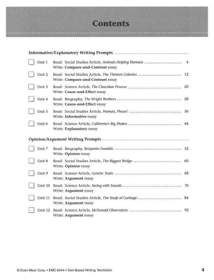 Text-Based Writing, Grade 4 Student Workbook