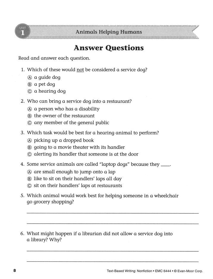 Text-Based Writing, Grade 4 Student Workbook