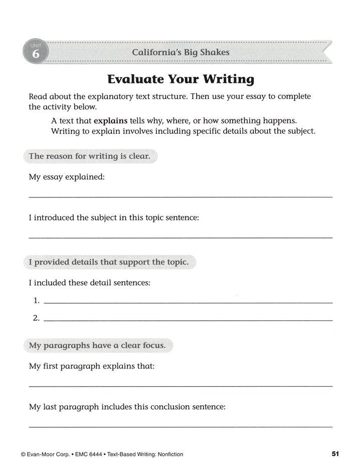 Text-Based Writing, Grade 4 Student Workbook