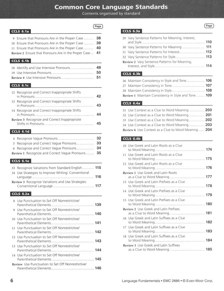 Language Fundamentals, Grade 6