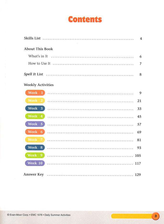 Daily Summer Activities, Moving From Grades 5 to 6 (2018 Revision)