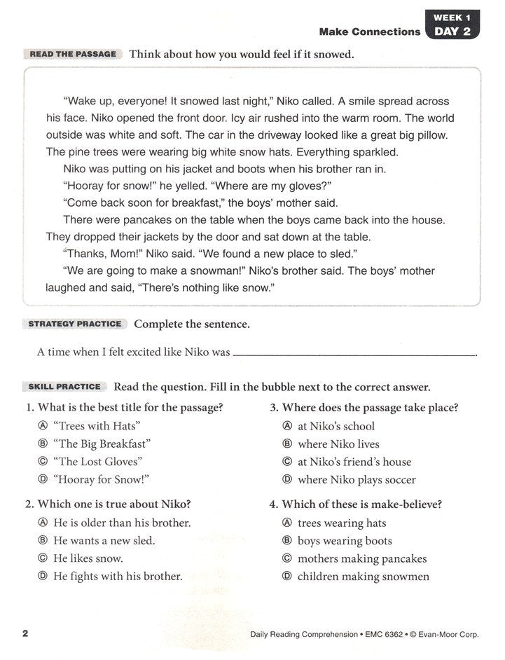 Daily Reading Comprehension, Grade 2 Student Workbook