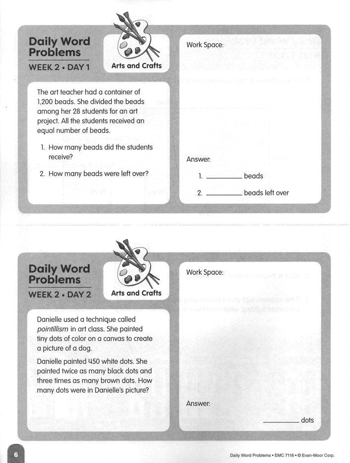 Daily Word Problems, Grade 6 Student Workbook