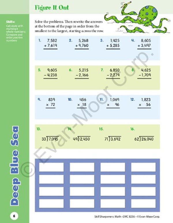 Skill Sharpeners Math, Grade 6 (2021 revised edition)