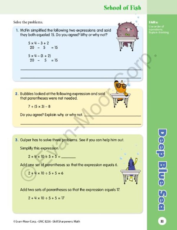 Skill Sharpeners Math, Grade 6 (2021 revised edition)