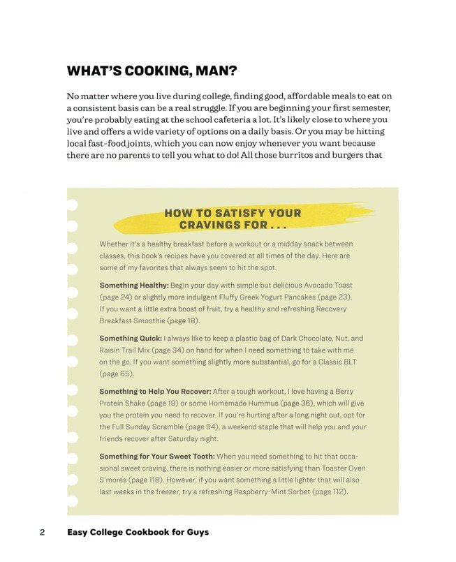 Easy College Cookbook for Guys: Effortless Recipes to Learn the Basics of Cooking