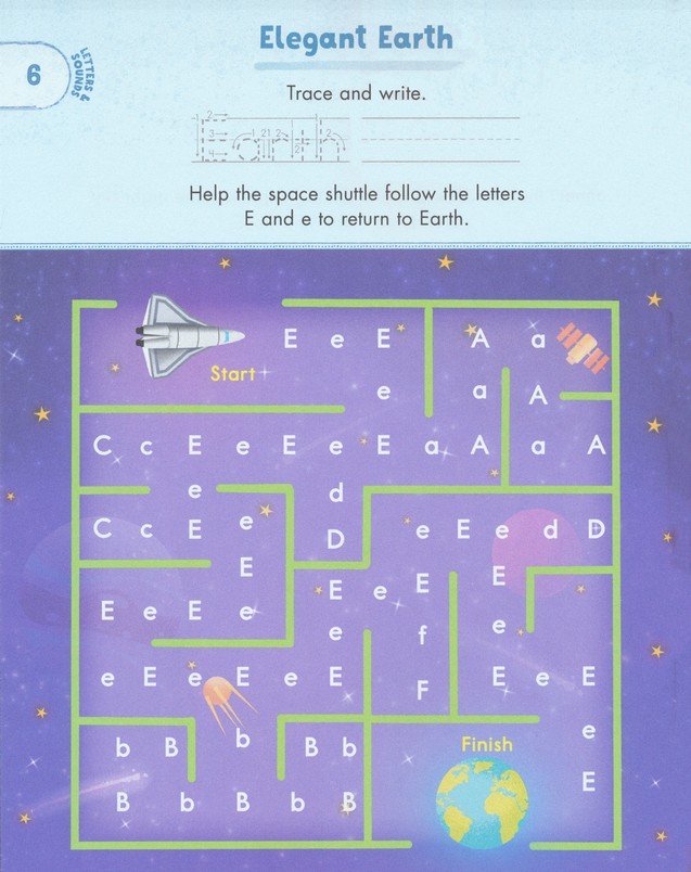 Kindergarten Activity Book: Space: 75 Games to Practice Early Reading, Writing, and Math Skills