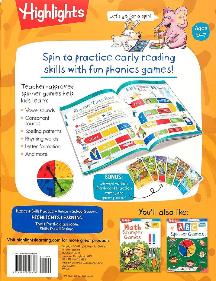 Kindergarten Learn-and-Play Phonics Spinner Games