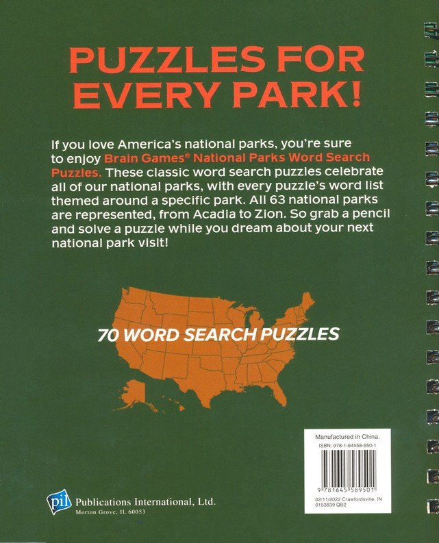 Brain Games National Parks Word Search Puzzles