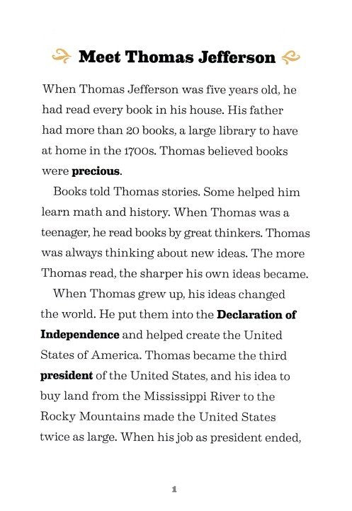 The Story of Thomas Jefferson: A Biography Book for New Readers