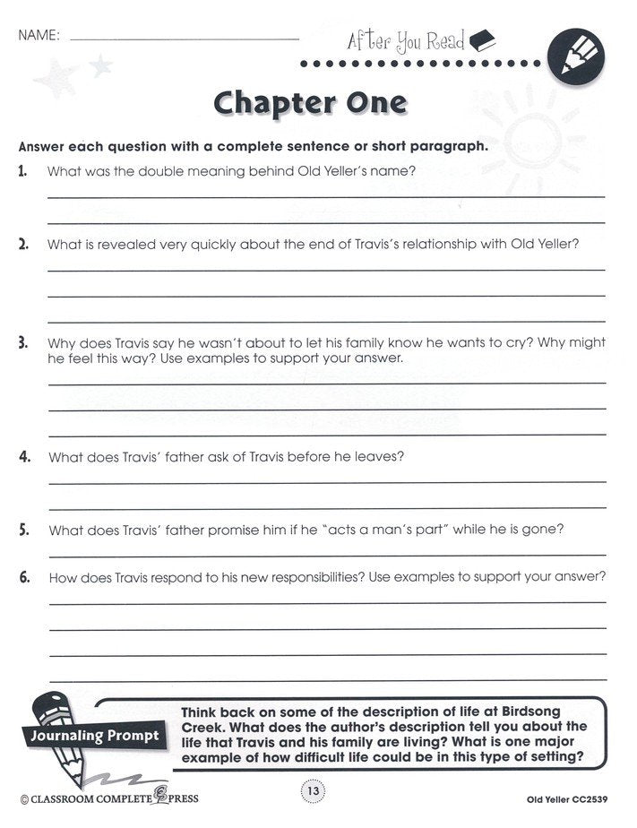 Old Yeller Literature Kit, Grade 5-6