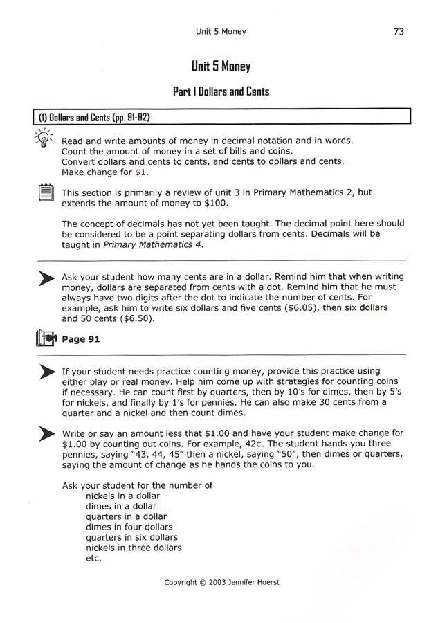 Singapore Math Primary Math Home Instructor's Guide 3A