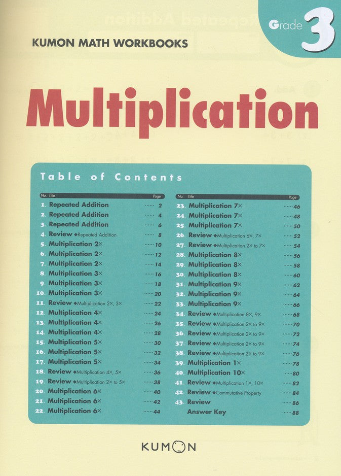 Kumon Multiplication, Grade 3