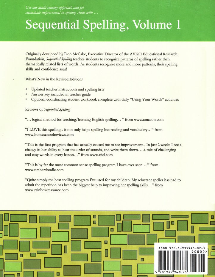 Sequential Spelling Level 1 Student Workbook, Revised Edition