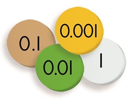 4-Value Decimals to Whole Number Place Value Discs Set, Grades 3-6