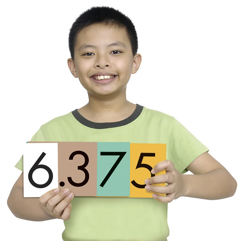 4-Value Decimals to Whole Numbers Place Value Cards Set, Grades 3-6