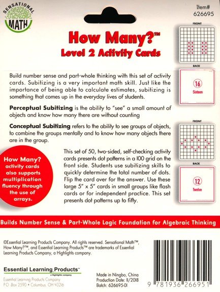 Sensational Math How Many? Activity Cards Set of 3 Levels