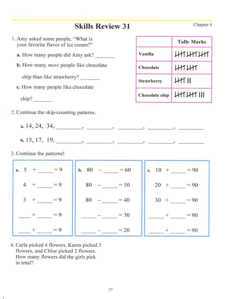 Math Mammoth Grade 1 Skills Review Workbook