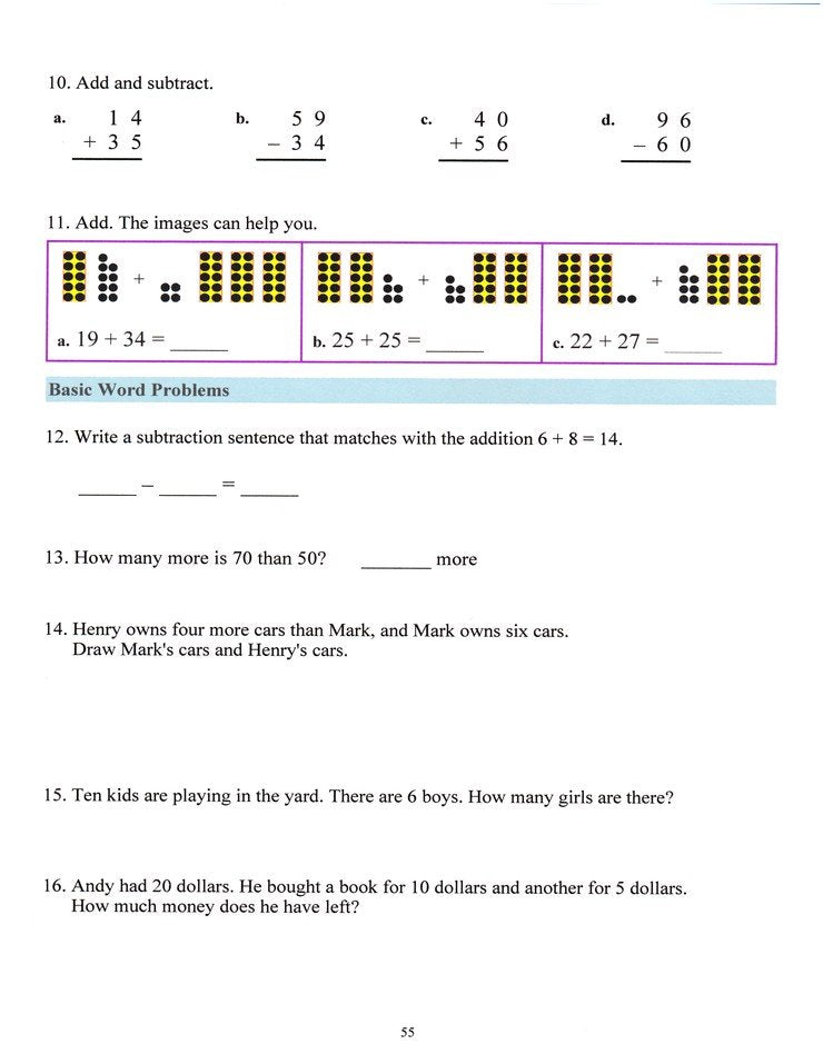 Math Mammoth Grade 1 Review Workbook