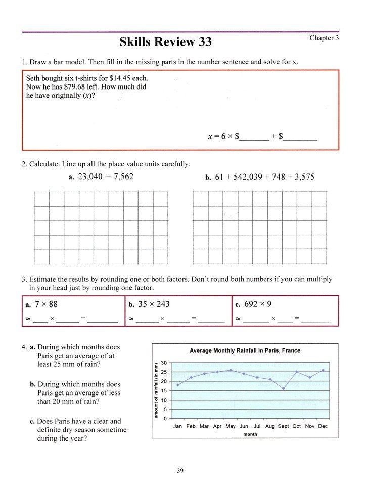 Math Mammoth Grade 4 Skills Review Workbook