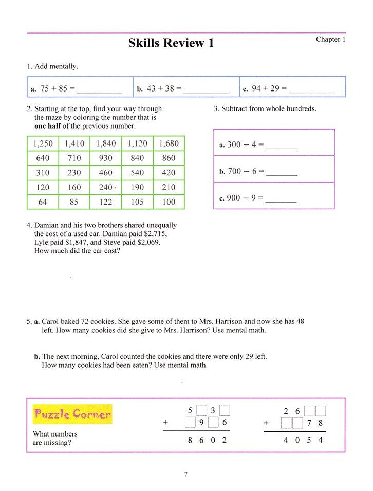 Math Mammoth Grade 4 Skills Review Workbook