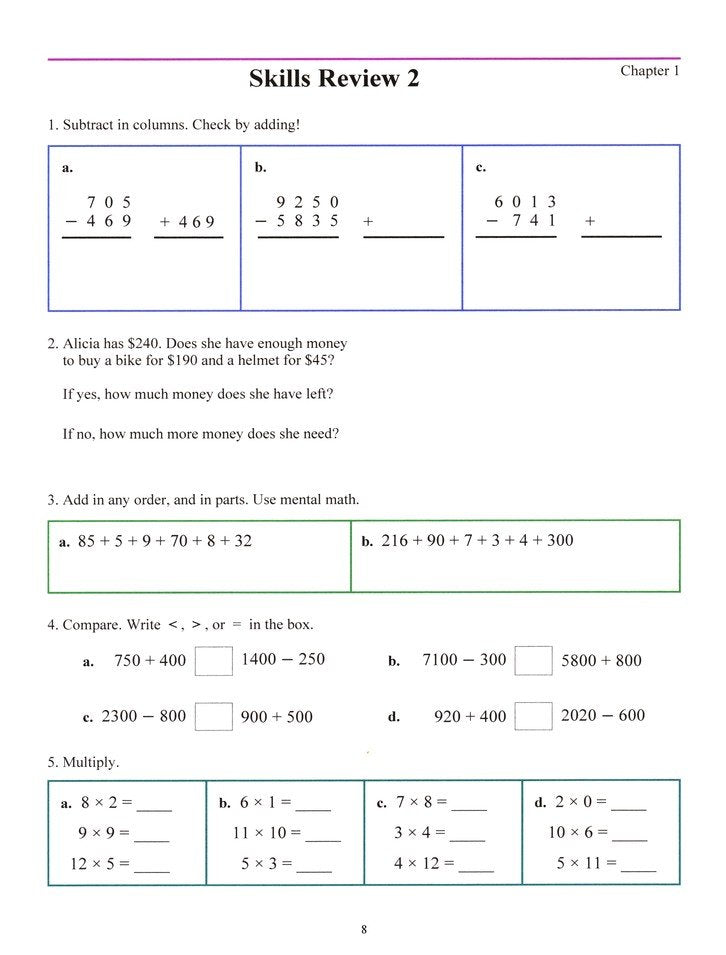 Math Mammoth Grade 4 Skills Review Workbook