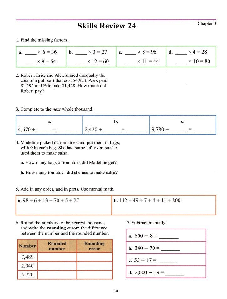 Math Mammoth Grade 4 Skills Review Workbook