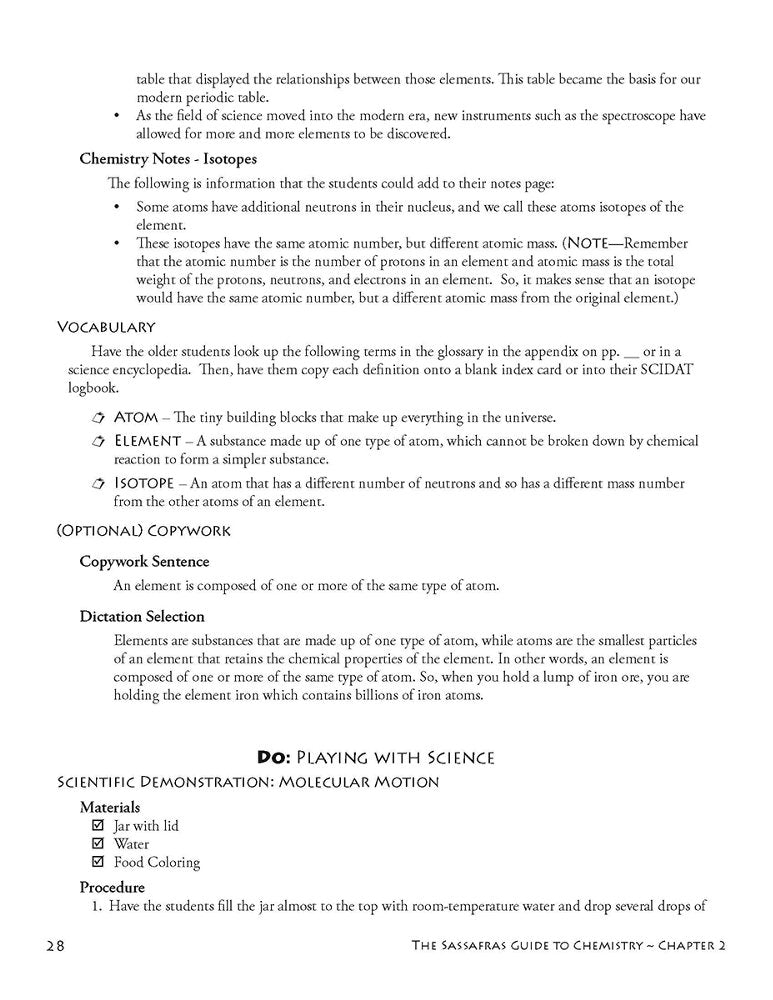Sassafras Guide to Chemistry