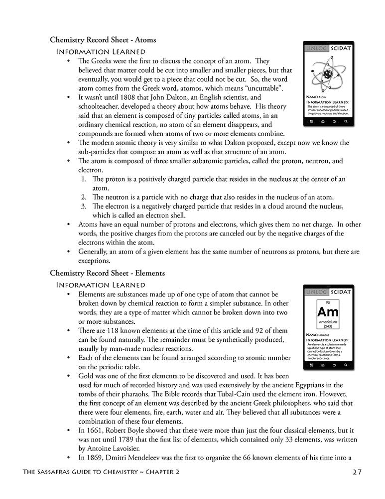 Sassafras Guide to Chemistry