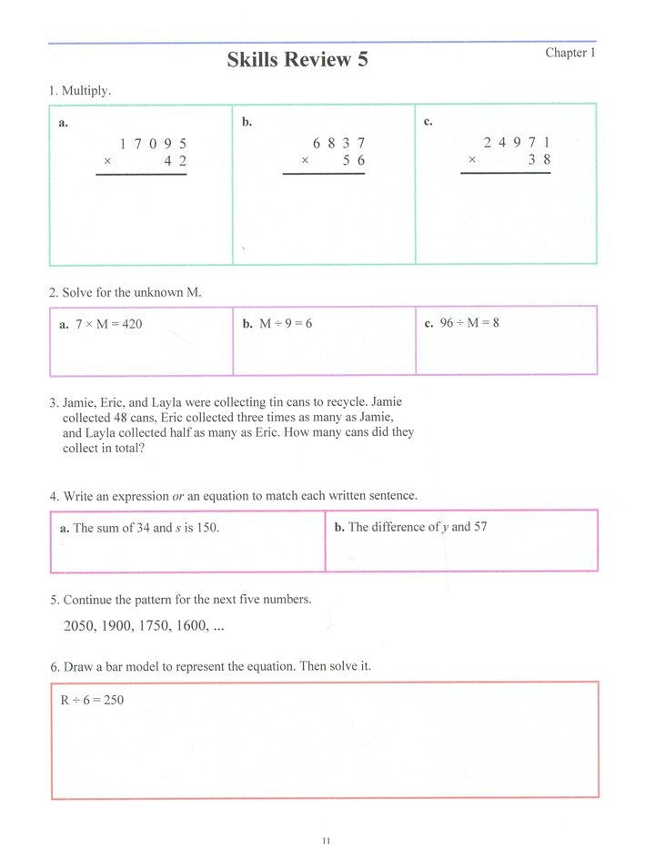 Math Mammoth Grade 5 Skills Review Workbook