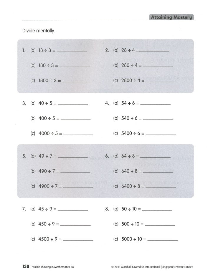 Visible Thinking in Mathematics 3A