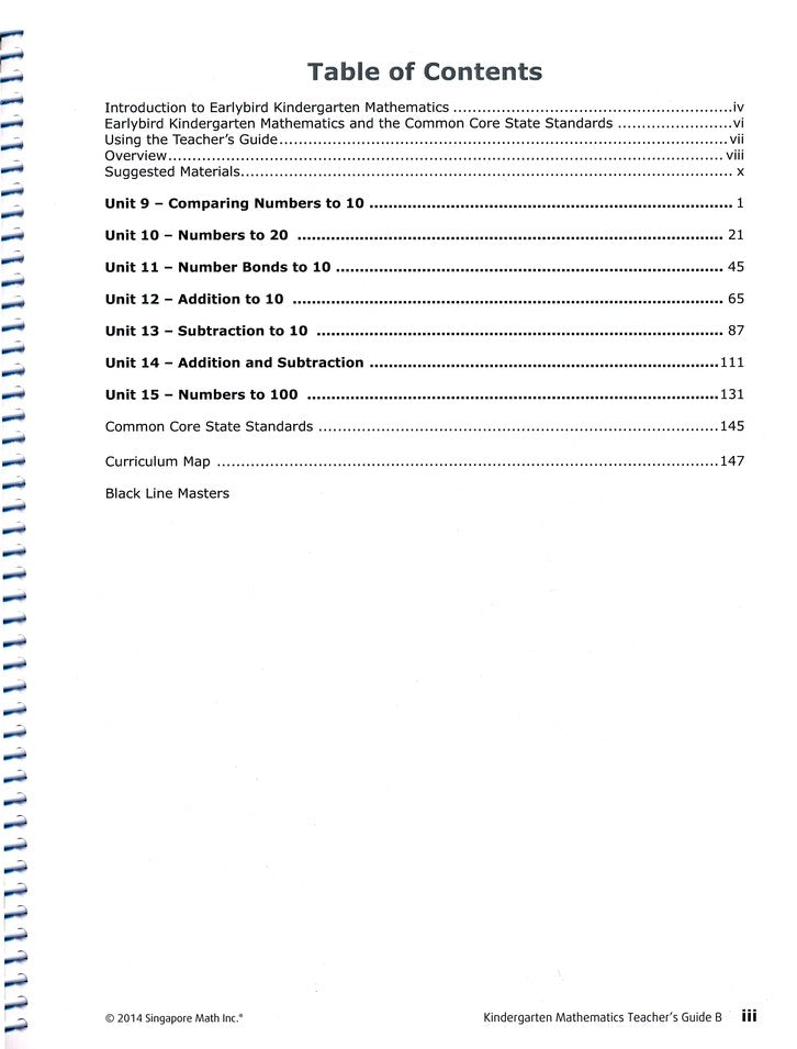 Earlybird Kindergarten Math Common Core Edition Teacher Guide B