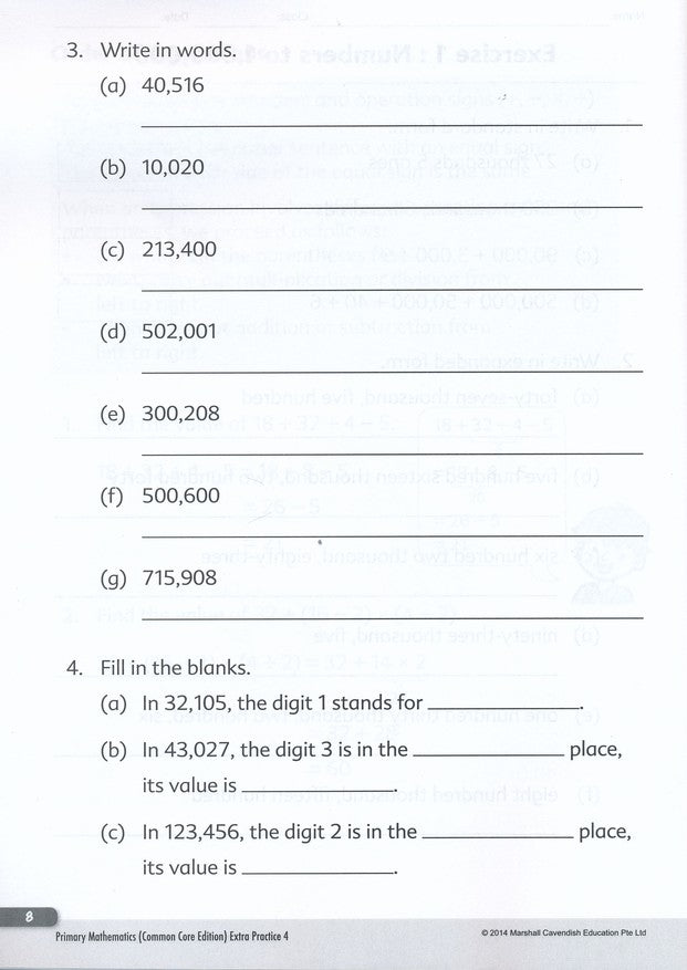 Primary Mathematics Extra Practice 4 Common Core Edition