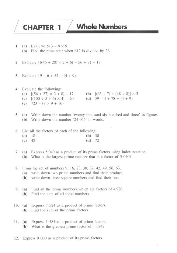 New Elementary Math Workbook 1, Grade 7